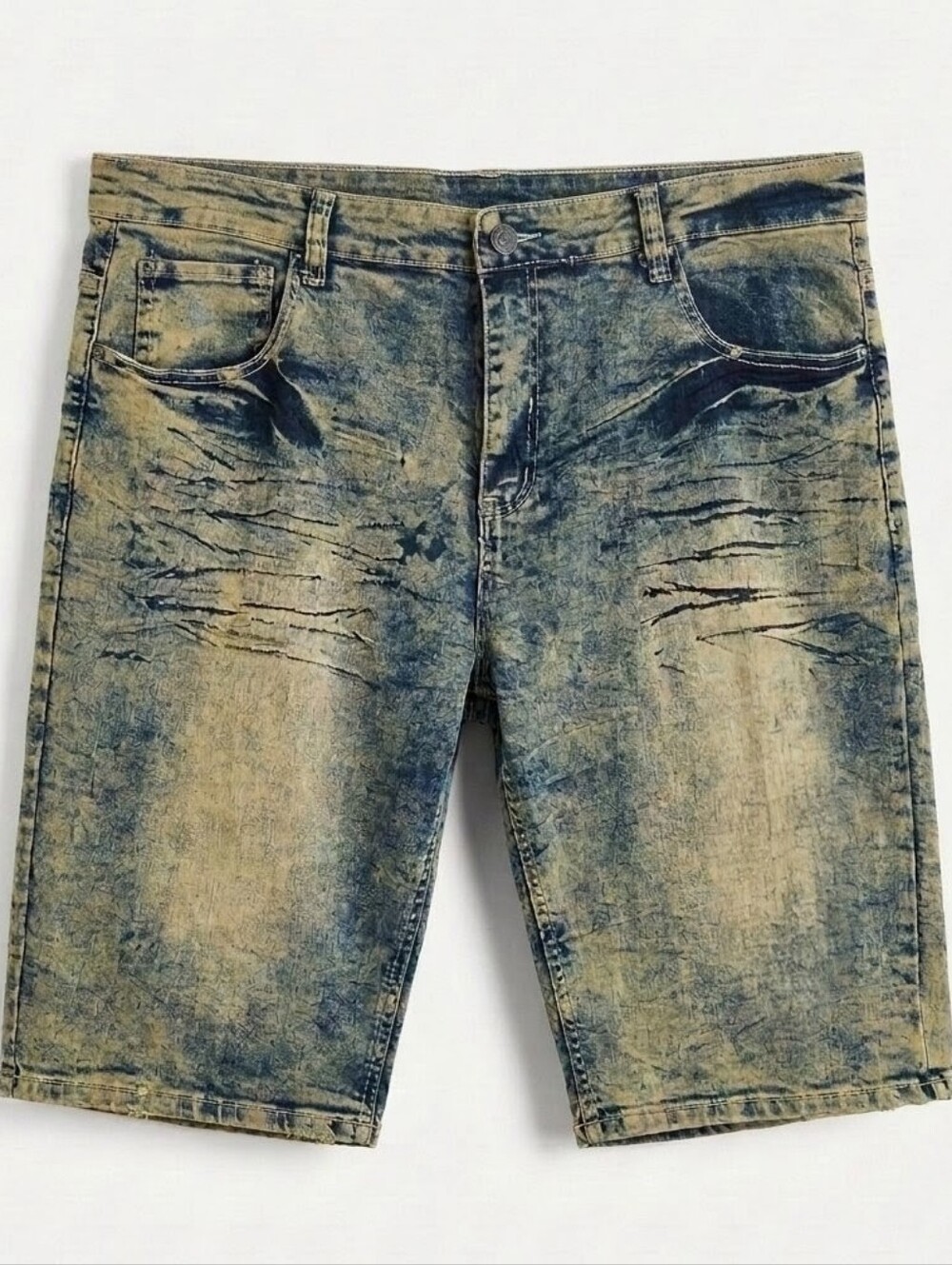 772. Vtg Akademiks Jeanius Level Heavy Acid Wash Denim Shorts Jorts Men’s
